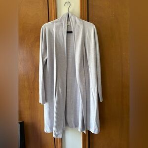 Light Lavender Open Front Rib Trim Cardigan